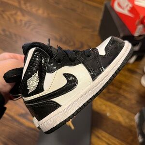 Toddler Black and White High-Top Sneakers